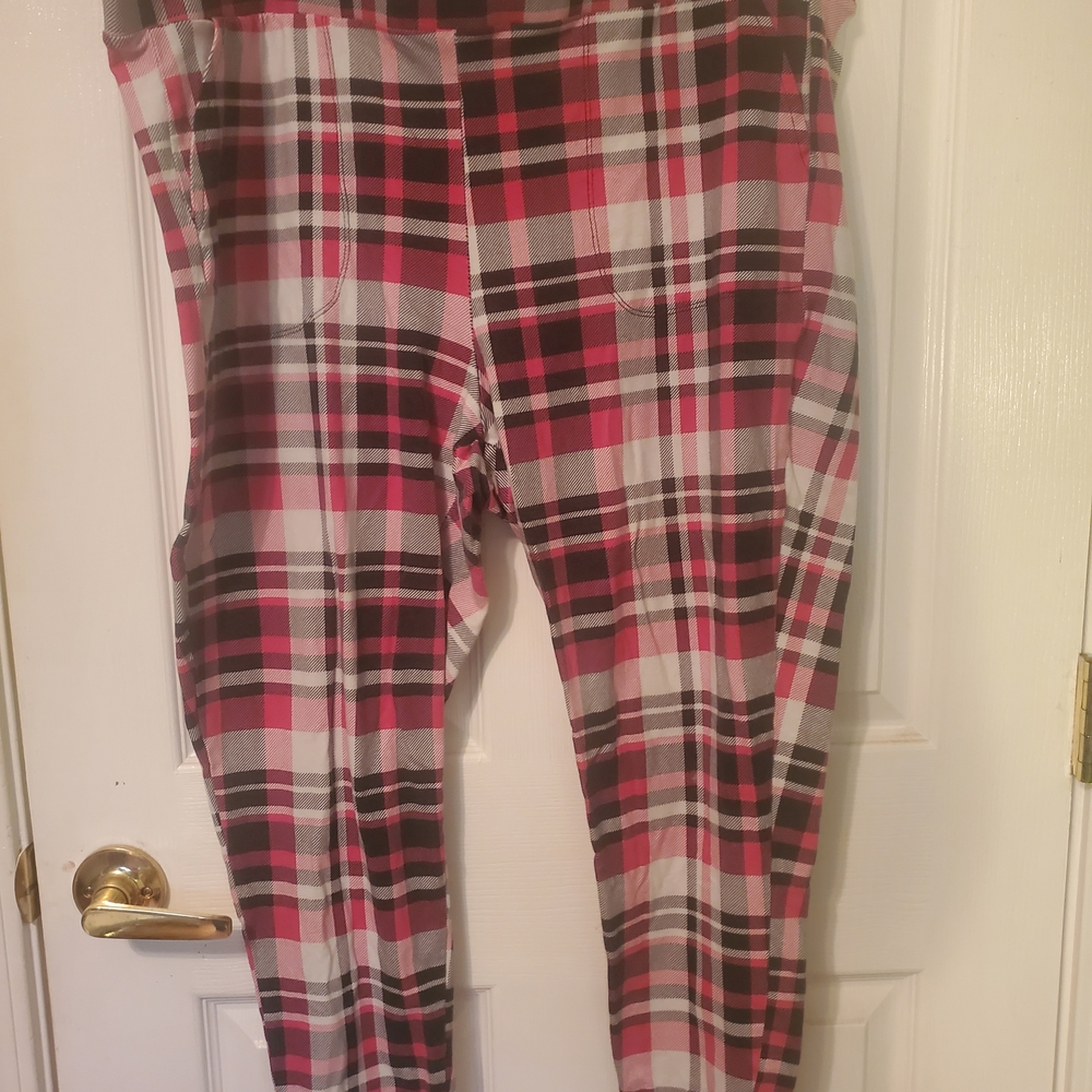 Torrid Size 4 Pink and Black Plaid Trouser Leggings